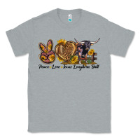 Heather Grey Peace Love Texas Longhorn Bull Classic Tee - LillyAllenDesigns