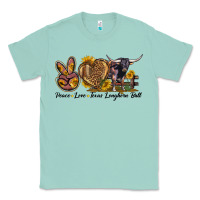 Seafoam Peace Love Texas Longhorn Bull Classic Tee - LillyAllenDesigns