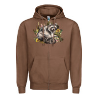 Chestnut floral racoon western Zipper Hoodie - NancyCooperArtShop