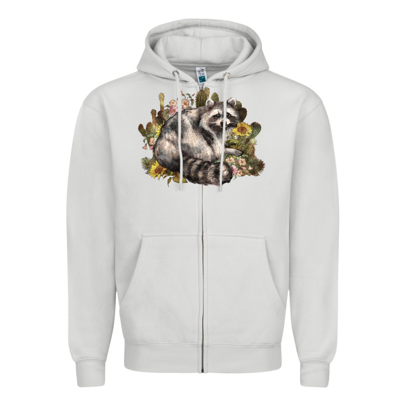 Floral Racoon Western Zipper Hoodie by NancyCooperArtShop | Teevron