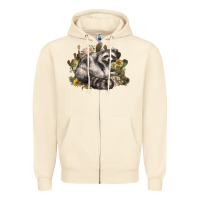 Sandshell floral racoon western Zipper Hoodie - NancyCooperArtShop