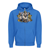 True Royal floral racoon western Zipper Hoodie - NancyCooperArtShop
