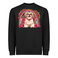 Black shih tzu floral rainbow Heavyweight Sweatshirt - Artiststas