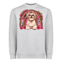 Heather Grey shih tzu floral rainbow Heavyweight Sweatshirt - Artiststas