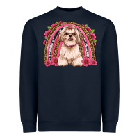 Navy shih tzu floral rainbow Heavyweight Sweatshirt - Artiststas