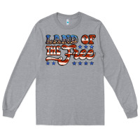 Heather Grey land of the free america Long Sleeve Tee - Jasminsmagicworld