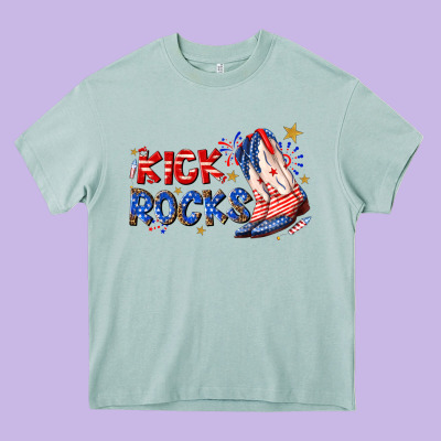 Kick Rocks Cowboy Boots Fourth Of July Heavy Core Tee Designed By Texasbilliewilder