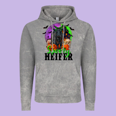 Spooky Heifer Black Angus Vintage Hoodie Designed By Ranaportraitstore