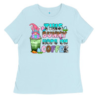 Baby Blue this bunny hops on coffee Ladies Tee - Zillion Design Studio