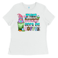 White this bunny hops on coffee Ladies Tee - Zillion Design Studio