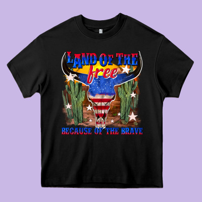 Land Of The Free Because Of The Brave Heavy Core Tee Designed By Texasbilliewilder