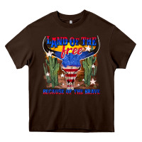 Chocolate Brown land of the free because of the brave Heavy Core Tee - texasbilliewilder
