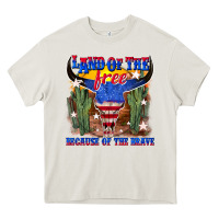 Cream land of the free because of the brave Heavy Core Tee - texasbilliewilder