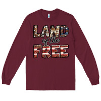 Burgundy Land of the free America western pattern Long Sleeve Tee - Jasminsmagicworld