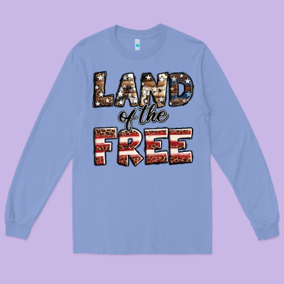 Land Of The Free America Western Pattern Long Sleeve Tee Designed By Jasminsmagicworld