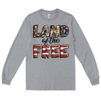 Heather Grey Land of the free America western pattern Long Sleeve Tee - Jasminsmagicworld