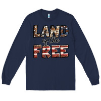 Navy Land of the free America western pattern Long Sleeve Tee - Jasminsmagicworld