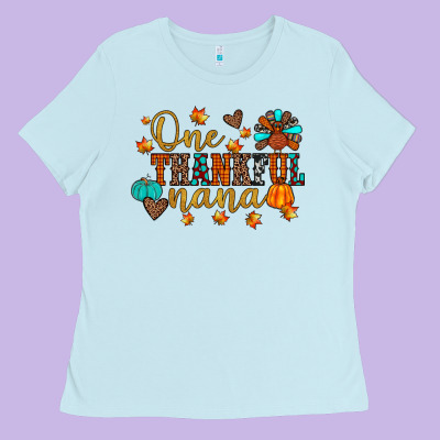 One Thankful Nana Ladies Tee Designed By Jahusdesignshop