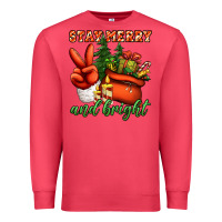 Cardinal stay merry and bright peace hand Premium Sweatshirt - Jasminsmagicworld