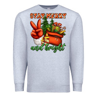 Heather Grey stay merry and bright peace hand Premium Sweatshirt - Jasminsmagicworld