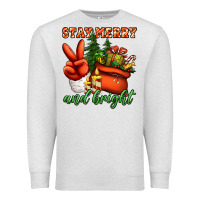 Oatmeal Heather stay merry and bright peace hand Premium Sweatshirt - Jasminsmagicworld