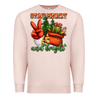 Pale Pink stay merry and bright peace hand Premium Sweatshirt - Jasminsmagicworld