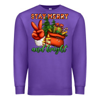 Purple stay merry and bright peace hand Premium Sweatshirt - Jasminsmagicworld