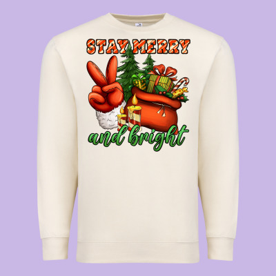 Stay Merry And Bright Peace Hand Premium Sweatshirt Designed By Jasminsmagicworld