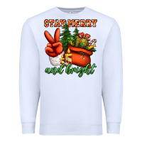 White stay merry and bright peace hand Premium Sweatshirt - Jasminsmagicworld