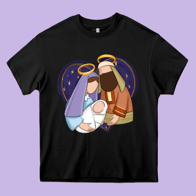 Holy Night Jesus Birth Heavy Core Tee Designed By Zillion Design Studio