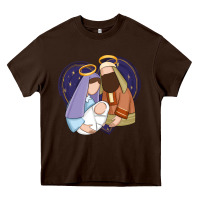 Chocolate Brown holy night jesus birth Heavy Core Tee - Zillion Design Studio