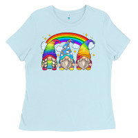 Baby Blue rainbow gnomes Ladies Tee - Zillion Design Studio