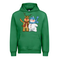 Emerald christmas reindeer snowman Urban Hoodie - CowGirlArtShop
