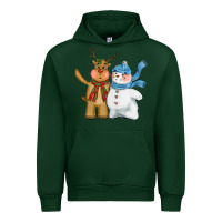 Forest Green christmas reindeer snowman Urban Hoodie - CowGirlArtShop