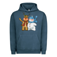 Pigment Midnight Navy christmas reindeer snowman Urban Hoodie - CowGirlArtShop