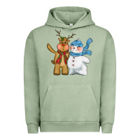 Pigment Oil Green christmas reindeer snowman Urban Hoodie - CowGirlArtShop