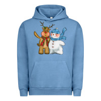 Pigment Pebble Blue christmas reindeer snowman Urban Hoodie - CowGirlArtShop
