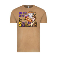 I'm Just Here For The Snacks Baseball Purple And G Vintage Tee | Teevron