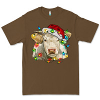 Cacao charolais cattle cow with christmas lights and hat Premium Tee - RanaPortraitStore