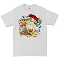 Dove Grey charolais cattle cow with christmas lights and hat Premium Tee - RanaPortraitStore