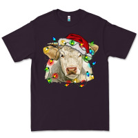 Plum charolais cattle cow with christmas lights and hat Premium Tee - RanaPortraitStore