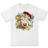 White charolais cattle cow with christmas lights and hat Premium Tee - RanaPortraitStore