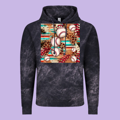 Baseball Leopard Cowhide Turquoise Seamless Pattern Vintage Hoodie Designed By Jahusdesignshop