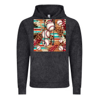Vintage Black baseball leopard cowhide turquoise seamless pattern Vintage Hoodie - JahusDesignShop