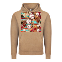 Vintage Coffee baseball leopard cowhide turquoise seamless pattern Vintage Hoodie - JahusDesignShop