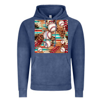 Vintage Denim baseball leopard cowhide turquoise seamless pattern Vintage Hoodie - JahusDesignShop