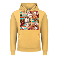 Vintage Mustard baseball leopard cowhide turquoise seamless pattern Vintage Hoodie - JahusDesignShop