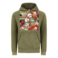 Vintage Olive baseball leopard cowhide turquoise seamless pattern Vintage Hoodie - JahusDesignShop