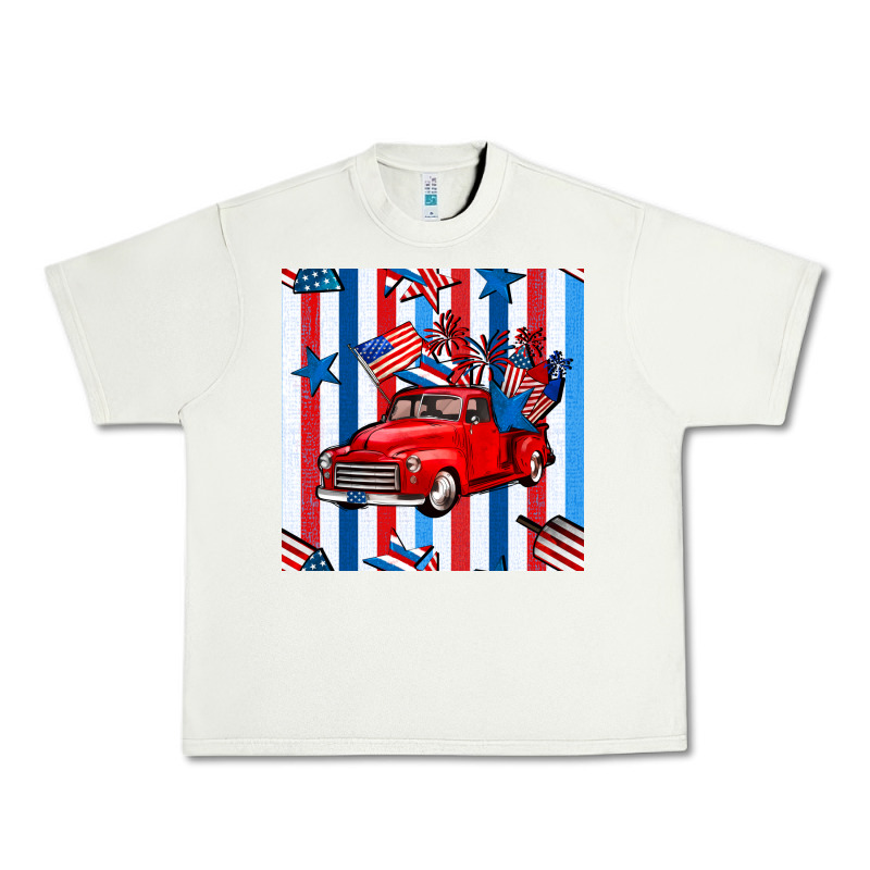 4th Of July Seamless Pattern Truck Urban Heavy Tee by BundleAndBundleShop | Teevron