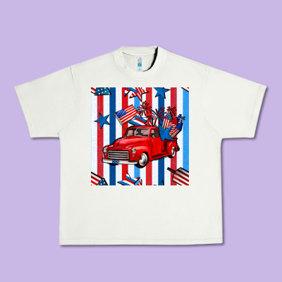 4th Of July Seamless Pattern Truck Urban Heavy Tee Designed By Bundleandbundleshop